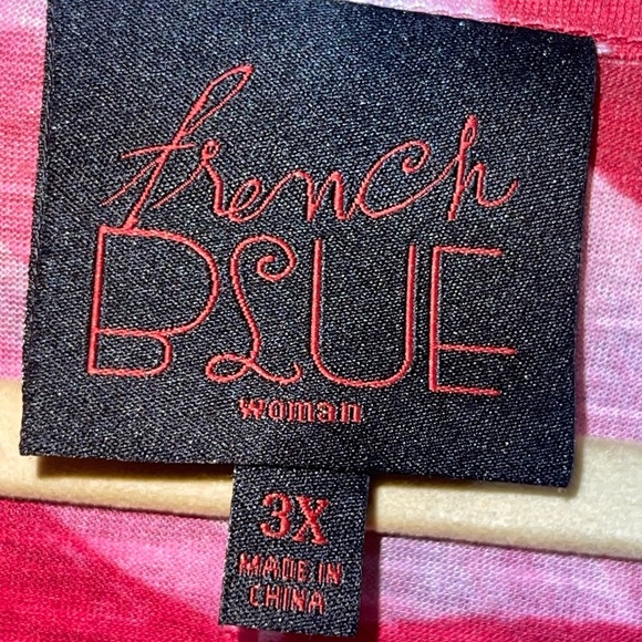 French Blue Floral Animal Print Rhinestone Top - Picture 3 of 4